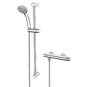 Bristan Thermostatic Bar Mixer Shower Round Chrome Exposed Valve Twin Lever