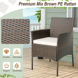 Costway Set of 4 Patio Dining Chairs Outdoor Garden PE Wicker Chairs with Removable Cushions