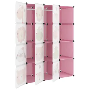 Berkfield Cube Storage Cabinet for Kids with 12 Cubes Pink PP