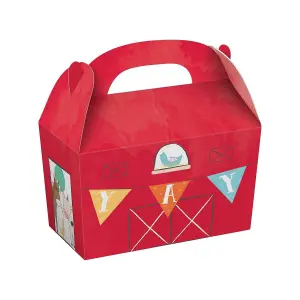 Amscan Barnyard Paper Birthday Gift Boxes (Pack of 8) Red (One Size)