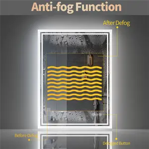 Backlit LED Bathroom Vanity Mirror Anti-Fog 80cm H x 60cm W