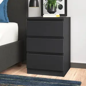 Braunstein 3 Drawer Bedside Table Grey