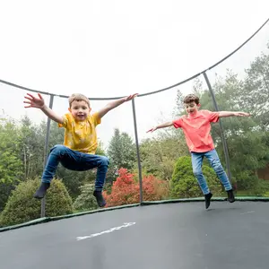 14ft JumpPRO™ Xcite Green Round Trampoline with Enclosure