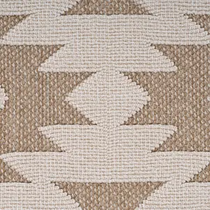 Natural Beige Geometric Textured 3D Pile Living Area Rug 120x170cm