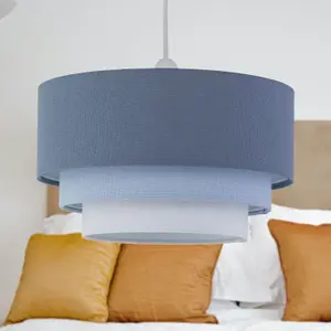 First Choice Lighting Gabi Blue Ombre Linen 3 Tier Ceiling Light Shade