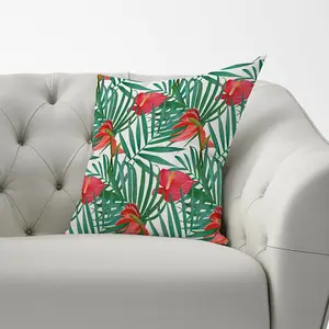 Tropical Flowers And Palm Leaves Cushions 60cm x 60cm