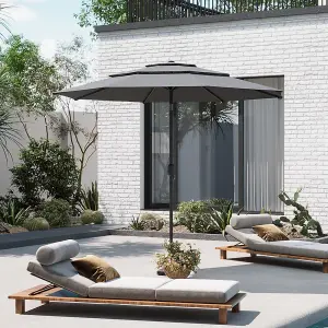 Dark Grey Garden Square Cantilever Parasol with Solar-Powered LED Lights