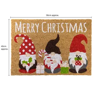 JVL Latex Christmas Coir Door Mats - 40 x 58cm - Gonks