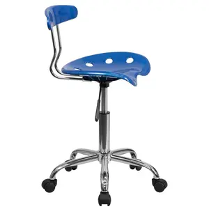 Adjustable Swivel Chair for Desk and Office with Tractor Seat Bright Blue