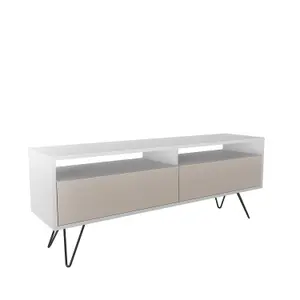 Flay Modern Tv Stand Tv Unit -White&Beige