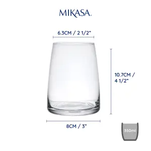 Mikasa Palermo Crystal Stemless Wine Glasses, Set of 4, 350ml