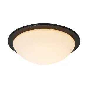 Litecraft Arwel Matte Black LED Flush Bathroom Ceiling Light