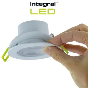 Integral LED Downlights 5.5W 550lm Dimmable Tiltable CCT Switch 3000/4000/6500K - White (4 Pack) - Satin Nickel Bezels