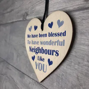 Red Ocean Handmade Wooden Hanging Heart Plaque Gift for Neighbours Keepsake for Friend Neighbour