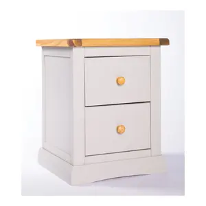 Loreo 2 Drawer Bedside Table Wood Knob