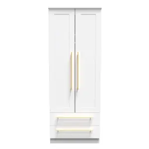 Helmsley 2 Door 2 Drawer Wardrobe in White Ash (Ready Assembled)