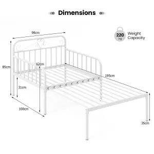 COSTWAY Extendable Daybed to Single Size Bed Metal Sofa Bed with Trundle