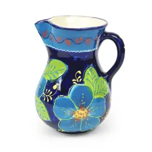 Classic Spanish Hand Painted Pattern Home Decor Large Pourer Jug 2L Blue Flower