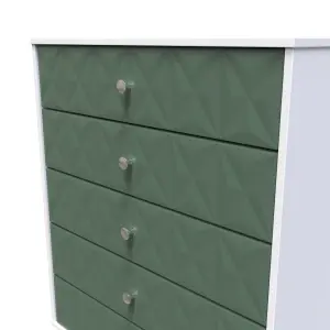 Toledo 5 Drawer Chest in Labrador Green & White (Ready Assembled)