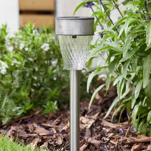 SuperBright LED Solar Stake Light CYGNUS (4 Pack) Warm White Metallic Dark Grey