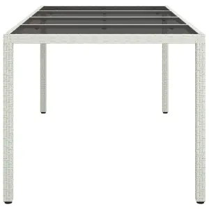 Berkfield Garden Table White 190x90x75 cm Tempered Glass and Poly Rattan