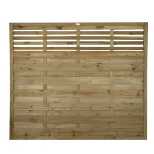 Forest Garden Kyoto Contemporary Slatted Pressure treated 5ft Wooden Decorative fence panel (W)1.8m (H)1.5m, Pack of 4