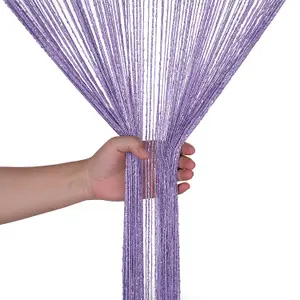 String Curtain Panel Spaghetti Tassel Curtain, 200cm x 90cm - Light Purple