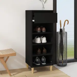 Berkfield Shoe Cabinet Black 40x36x105 cm Engineered Wood