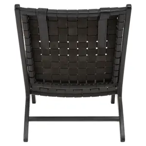 Kendari Black Leather Woven Chair