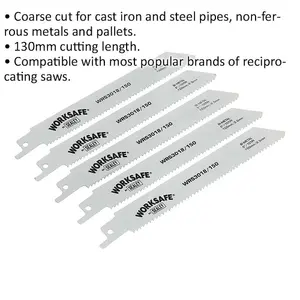 5-Pack 150mm Reciprocating Saw Blades for Cutting Steel and Cast Iron Pipes