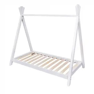 Solid Pine Teepee Toddler Bed White With Slats Low Childrens Bed