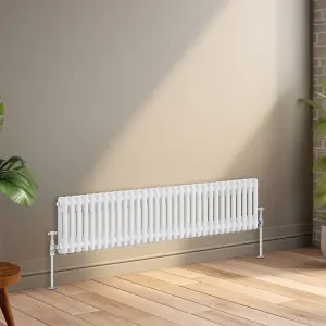 Right Radiators 300x1460 mm Horizontal Traditional 2 Column Cast Iron Style Radiator White