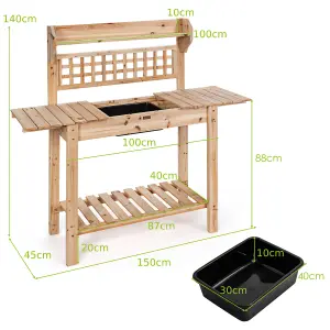 Costway Wooden Garden Potting Table Backyard Patio Balcony Workbench