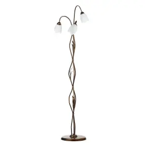 Luminosa Sonia Multi Arm Floor Lamp, Glass Shades, 3x E14