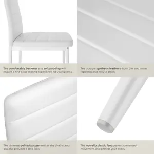 Dining Chairs - high backrest, padded, synthetic leather  - white