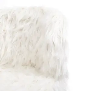 White Modern Fluffy Faux Fur Office Ergonomic Chair Height Adjustable