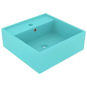 Belfry Bathroom Juillac 410mm L x 410mm W Ceramic Square Sink with Overflow Light Green