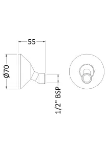 Modern Bathroom Pair of Wall-Mount Couplings, 25mm x 65mm, Chrome