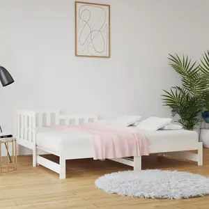 Berkfield Pull-out Day Bed White 2x(90x200) cm Solid Wood Pine