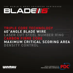 Winmau Blade 6 Triple Core Professional PDC Dartboard with Official tournament specifications