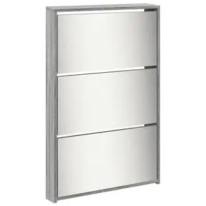 Berkfield Shoe Cabinet with Mirror 5-Layer Grey Sonoma 63x17x169.5 cm