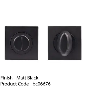 Bathroom Thumbturn Door Lock and Release Handle - Square Rose Matt Black