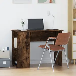 Berkfield Desk Smoked Oak 100x55x75 cm Engineered Wood