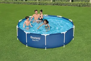 10ft Bestway Steel Pro Frame Pool Set Round Above-Ground Swimming Pool