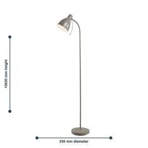 First Choice Lighting Sven Grey Floor Lamp / Reading Light