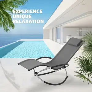 Sun Lounger Paulina - ergonomic, breathable, resistant, foldable, with cushion - grey