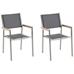 Set of 2 Garden Chairs GROSSETO Stainless Steel Grey