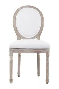 Interiors by Premier Cream Linen Dining Chair with Oval backseat, Stylish Linen Chair for Dining, Luxurious Dining Chair