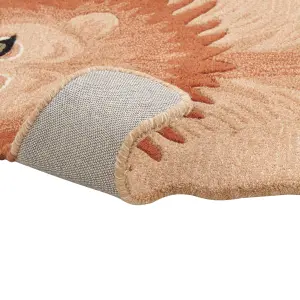 Wool Kids Rug Lion 100 x 160 cm Beige MUFASA