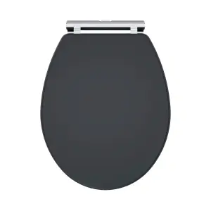 Traditional Soft Close, Top Fix Wooden Toilet Seat (Suitable for Kinston Balterley Toilets) - Soft Black